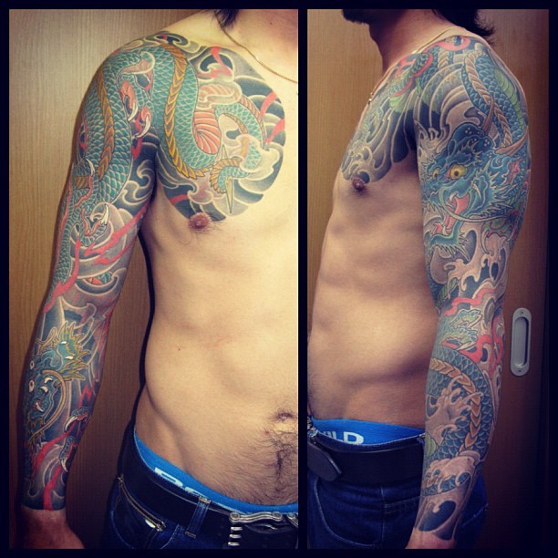 日本 宫藏刺青 （MIYAZO TATTOO）的半甲纹身作品