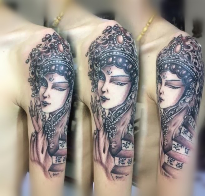 包大臂花旦纹身图案