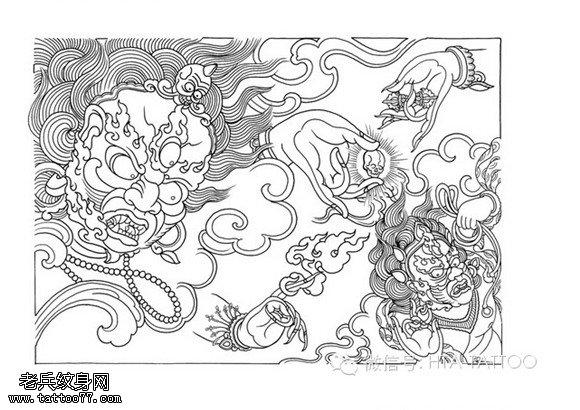 一组宗教纹身图案由纹身提供