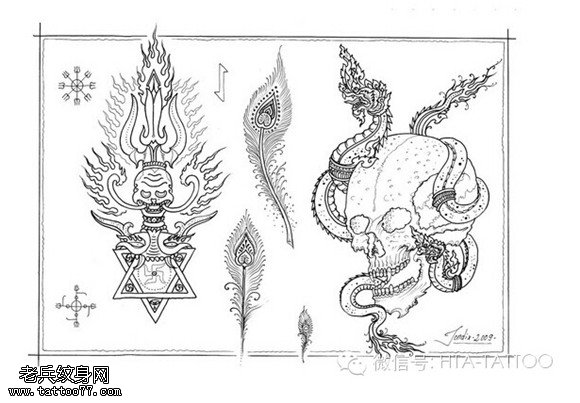 一组宗教纹身图案由纹身提供