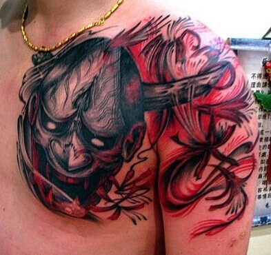 大气时尚的般若半甲刺青