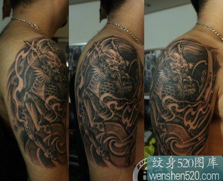 手臂时尚很酷的麒麟纹身图案