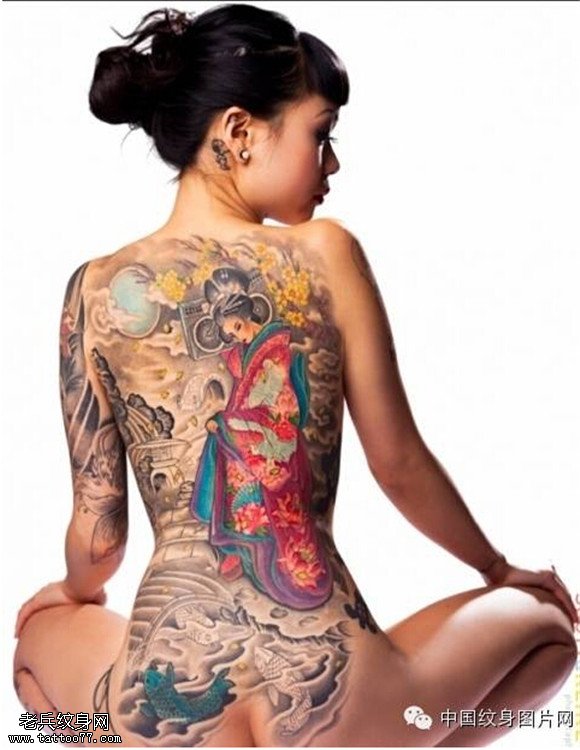 纹身秀图吧推荐一款人物艺妓纹身图案