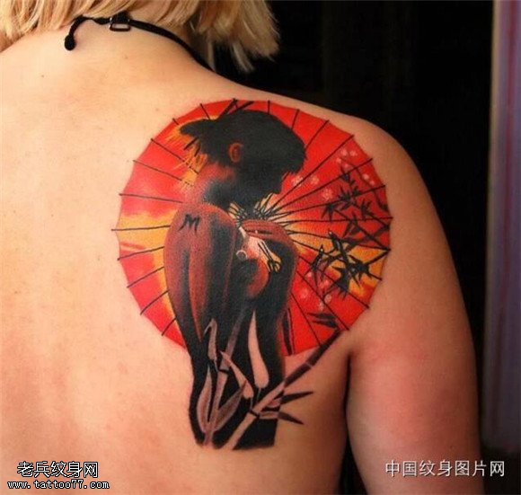 纹身秀图吧推荐一款人物艺妓纹身图案