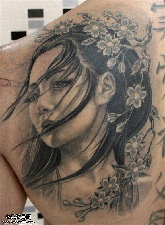 纹身秀图吧推荐一款人物艺妓纹身图案