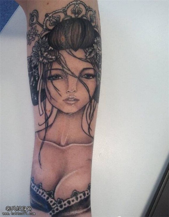 纹身秀图吧推荐一款人物艺妓纹身图案