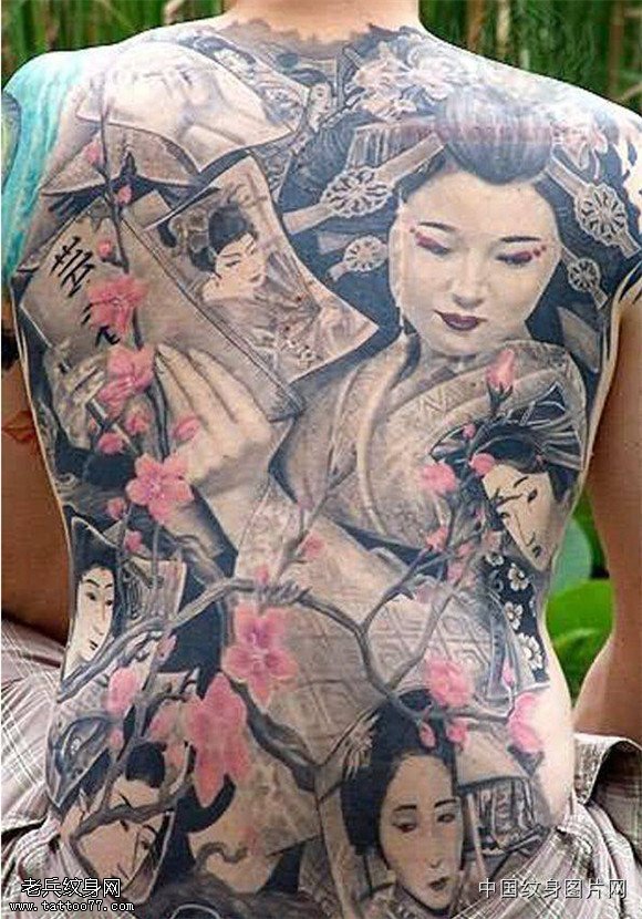 纹身秀图吧推荐一款人物艺妓纹身图案