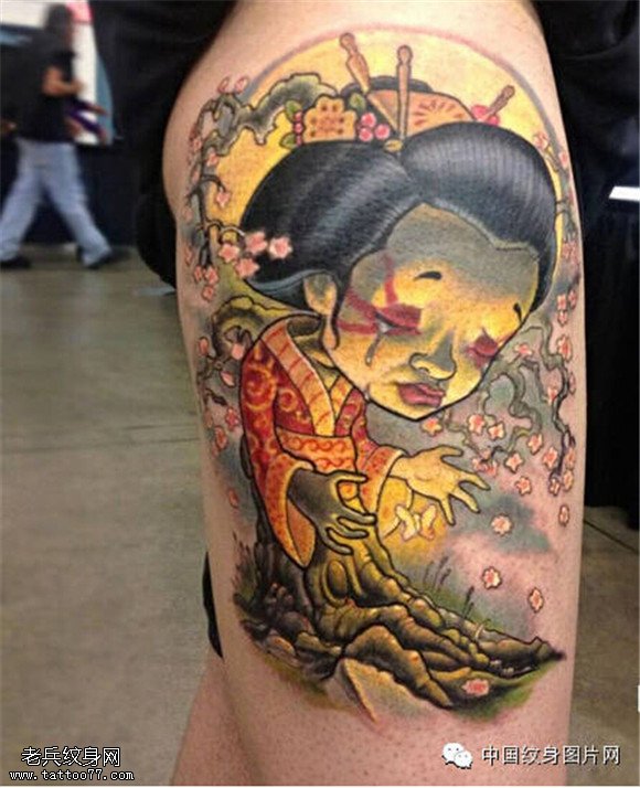 纹身秀图吧推荐一款人物艺妓纹身图案