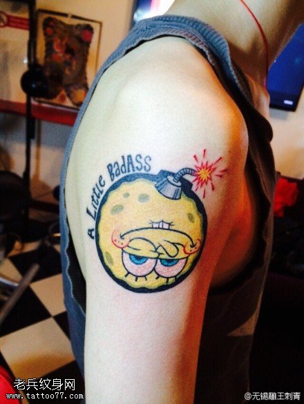 彩色海绵宝宝纹身图案