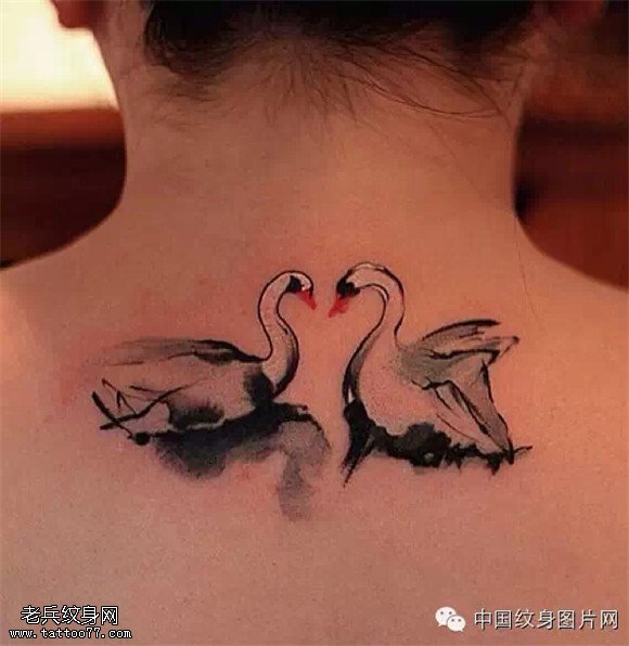 美丽的使者 纯洁的象征之天鹅纹身图案