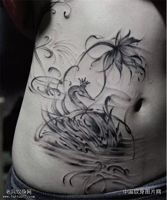 美丽的使者 纯洁的象征之天鹅纹身图案