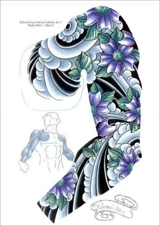 经典漂亮的半甲花臂手稿