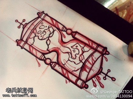彩色沙漏纹身手稿图片