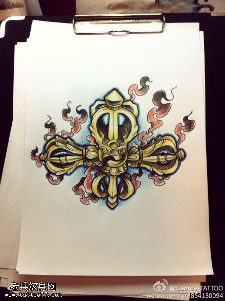 彩色金刚杵纹身手稿图片