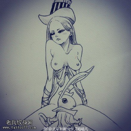 女郎兔子纹身图片