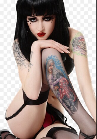 性感黑丝和漂亮纹身的完美组合