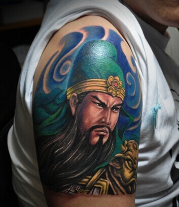 古代英雄手臂关公刺青