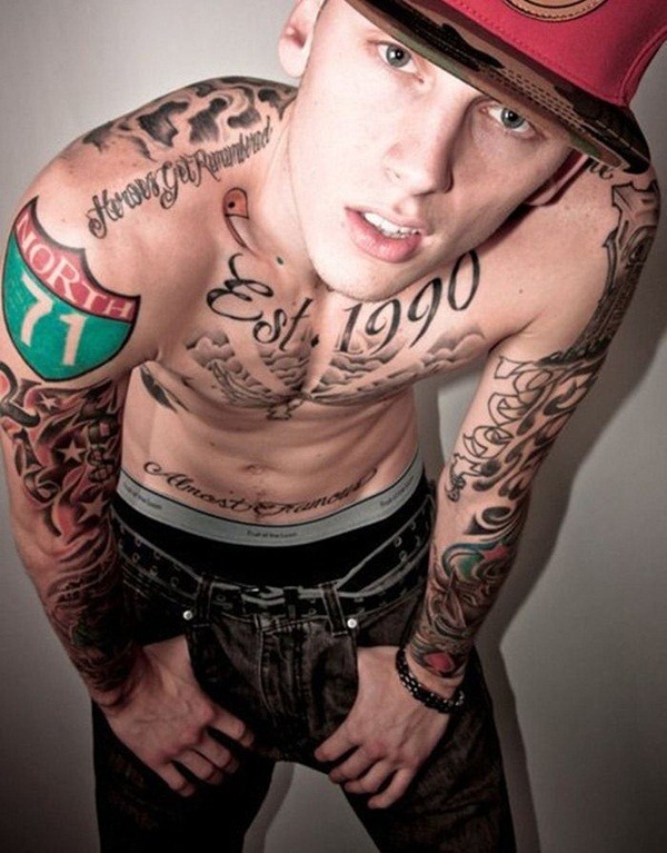 一组欧美帅哥的时尚纹身图案