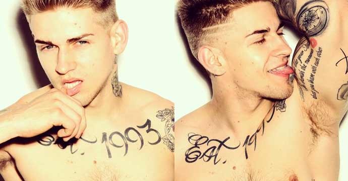 一组欧美帅哥的时尚纹身图案