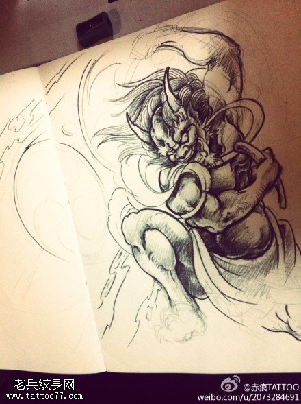 雷神纹身手稿图片