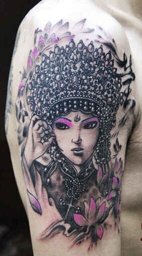 经典漂亮的美女花旦纹身