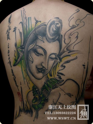 霸气满背纹身-含水墨风