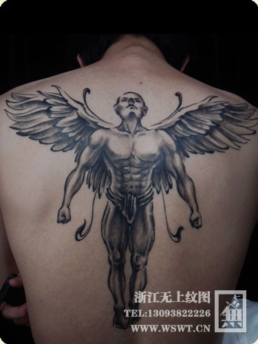 霸气满背纹身-含水墨风