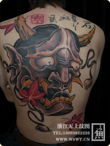 霸气满背纹身-含水墨风