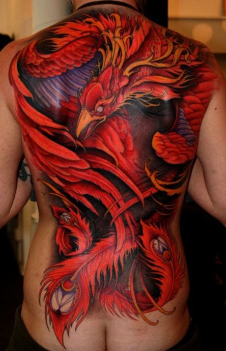 男士背部一款大气时尚的满背纹身图案
