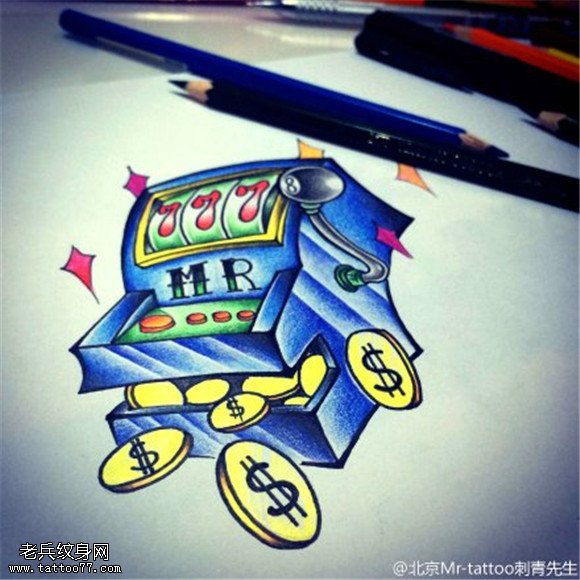 彩色游戏机纹身图片缩略频道推荐图