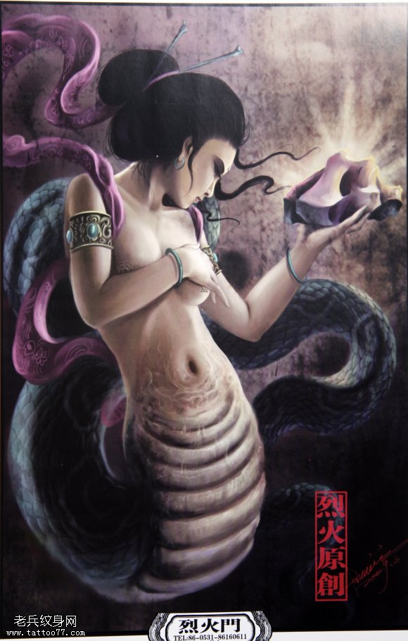 一款妖蛇纹身图案