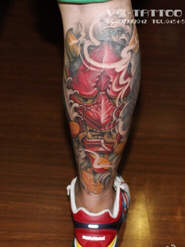 经典帅气的包小腿般若纹身