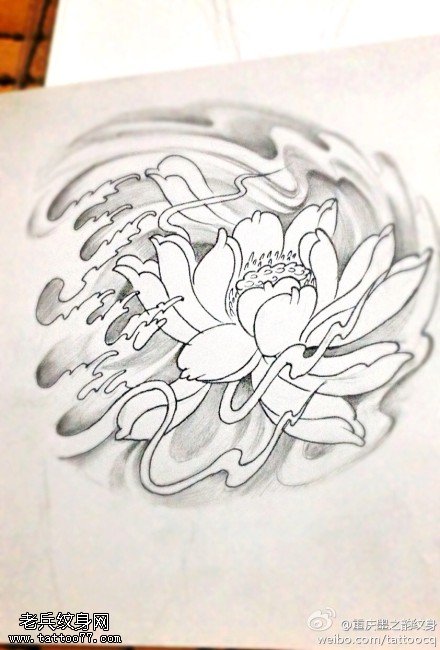 莲花纹身手稿图片