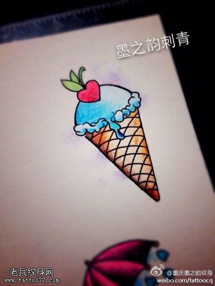 彩色冰淇淋纹身手稿图案