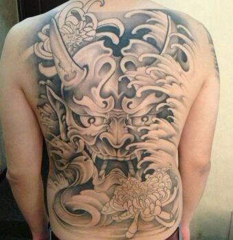 满背大气经典的般若刺青