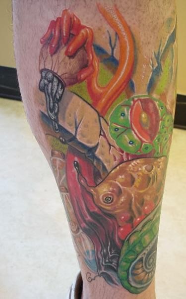 美国名师dan plumley 的部分腿部纹身作品