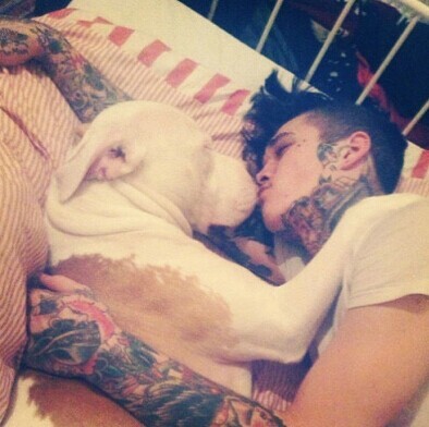 纹身男人和他的宠物