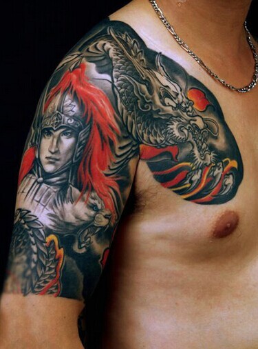 经典霸气的半甲赵云刺青