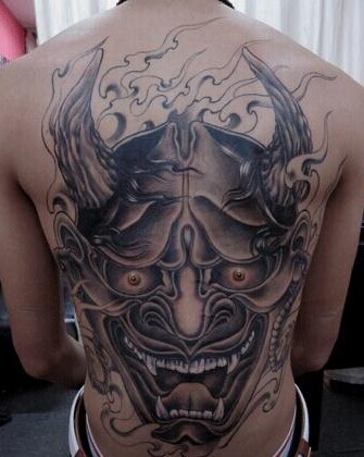 满背大气经典的般若刺青