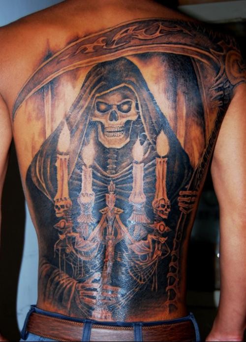 超酷的满背死神刺青