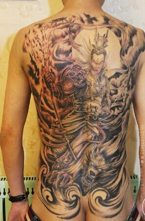 拥有三只眼睛的天将 二郎神纹身