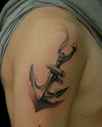 超级个性的手臂船锚刺青