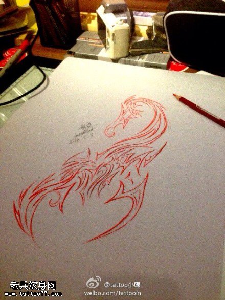 图腾蝎子纹身手稿图片