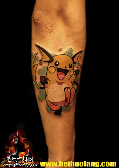 腿部newschool皮卡丘纹身图案