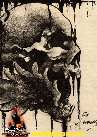 骷髅乌鸦纹身图案