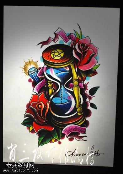 推荐颜色闪眼大话锦簇沙漏纹身图案