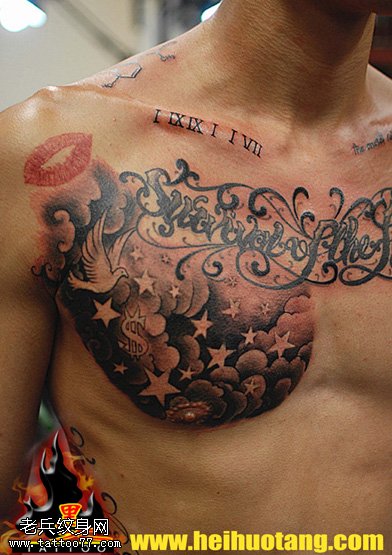 锁骨超性感数字纹身图案