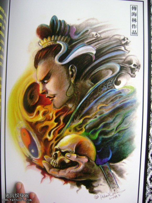 一款中国神话人物纹身图案素材