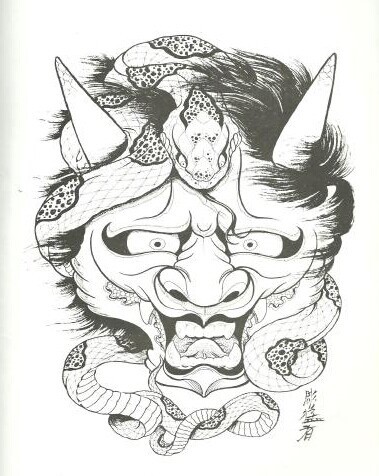 经典的黑白色般若纹身手稿