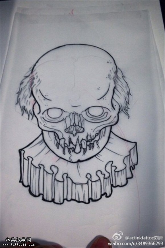 小丑纹身手稿图案